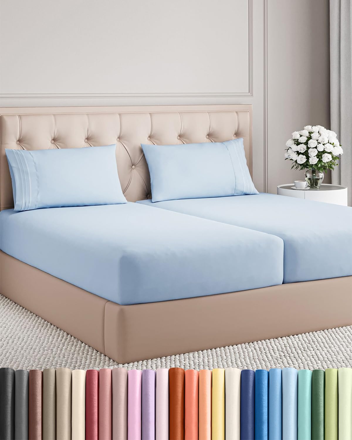 CGK Unlimited 4 Piece Sheet Set - Ultra-Soft, Breathable & Cooling Bed Sheets Set - Hotel Luxury Bedding for Women & Men with Deep Pockets - Wrinkle & Fade Free - Oeko-Tex