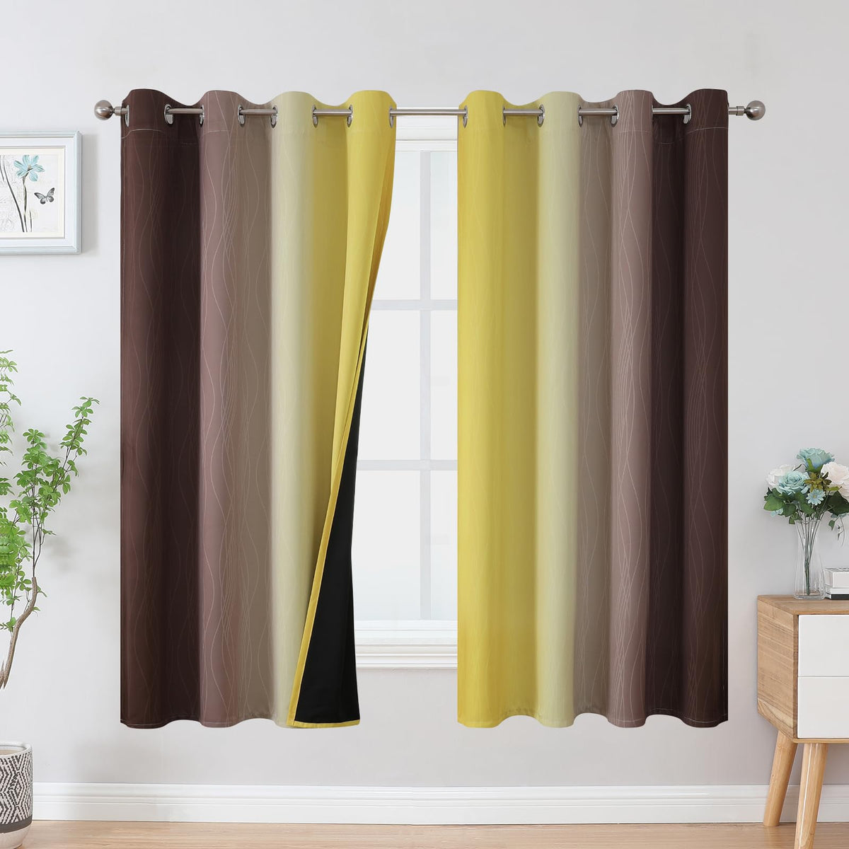 Estelar Textiler Ombre Blackout Curtains for Bedroom 2 Panels Set