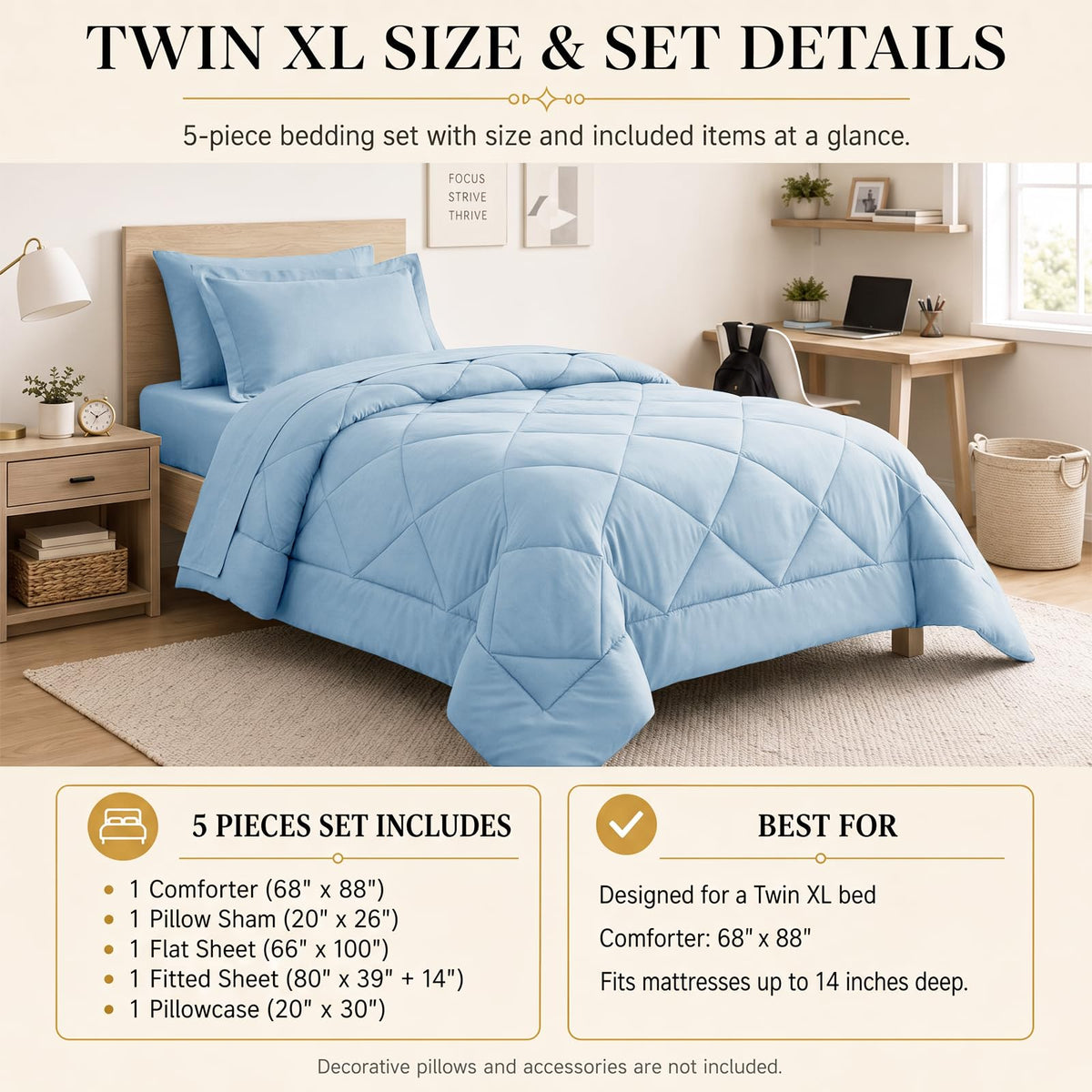 CozyLux Comforter Set, Down Alternative Bedding Set with Sheets, 5/7 Pieces