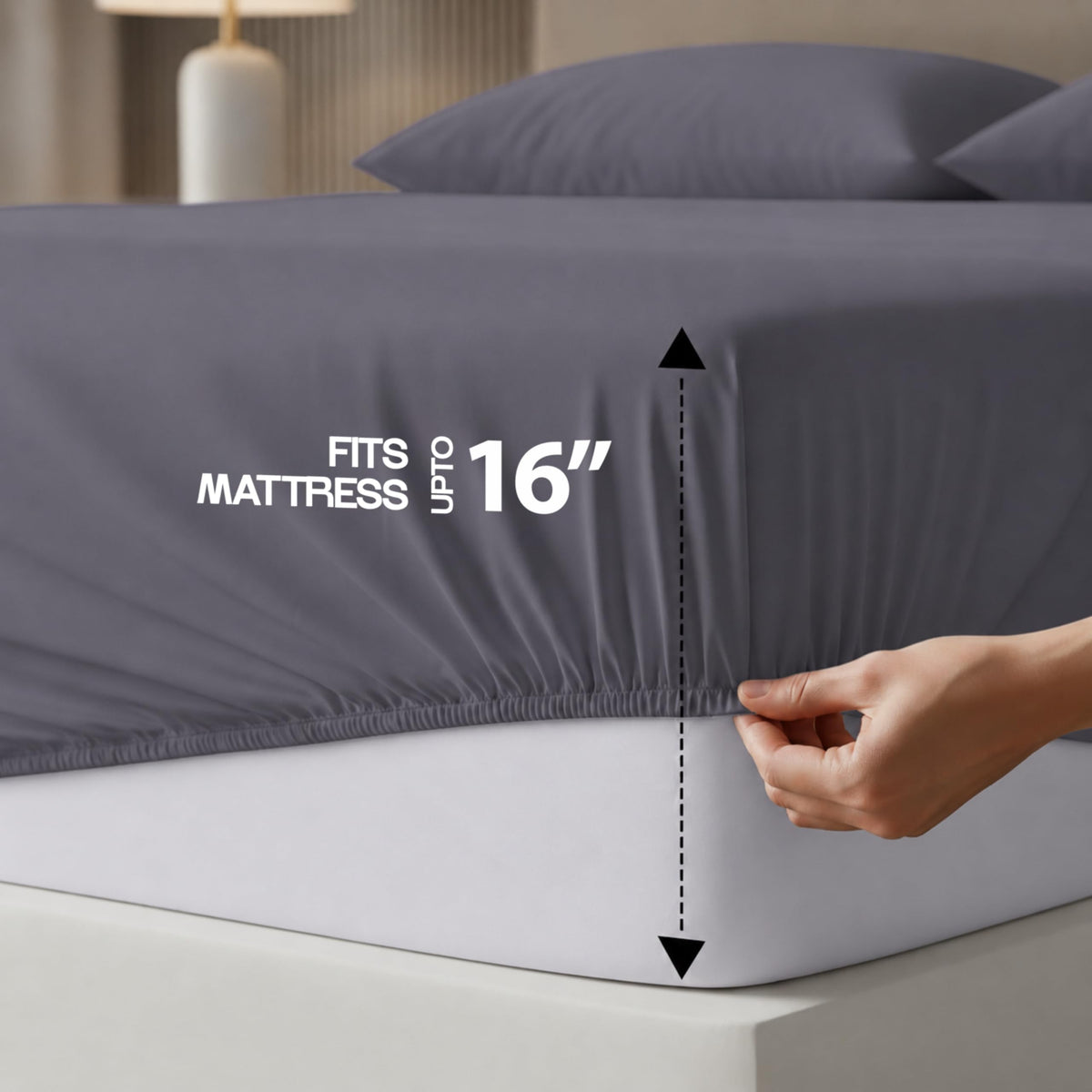 Bulk 10-Pack Queen Deep Pocket Sheet Set For Hotel, Resort & Motel, Grey