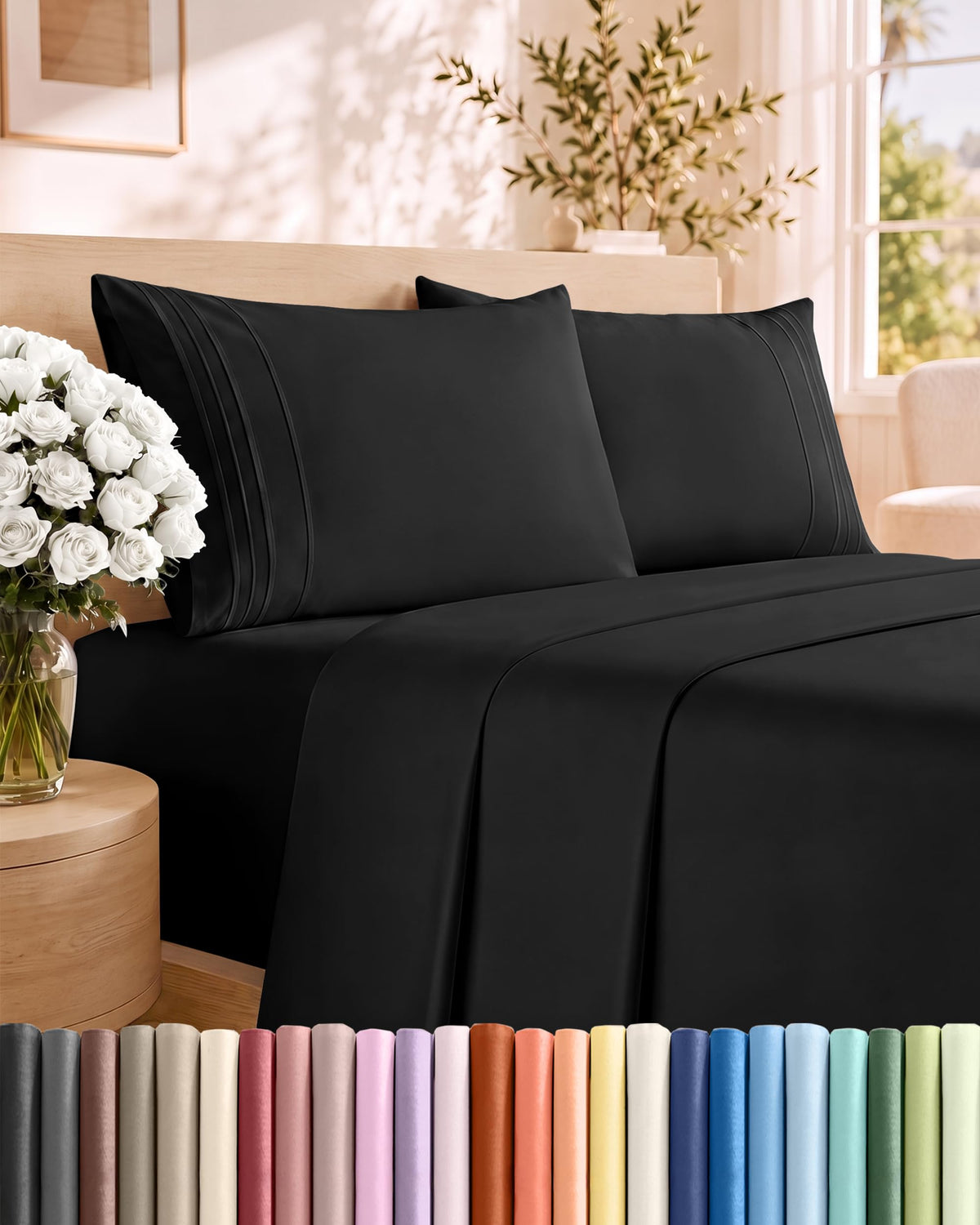 CGK Unlimited 4 Piece Sheet Set - Ultra-Soft, Breathable & Cooling Bed Sheets Set - Hotel Luxury Bedding for Women & Men with Deep Pockets - Wrinkle & Fade Free - Oeko-Tex