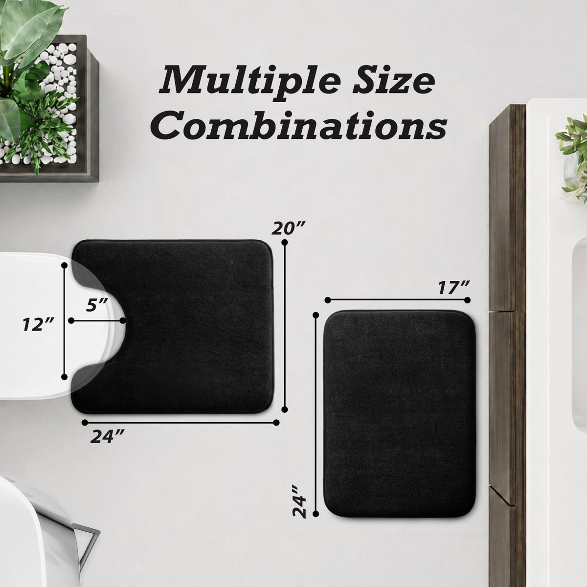 HUXMEYSON 3-Piece Bathroom Rug Set, Soft Absorbent Bath Mats with Non-Slip Backing for Shower, Tub, and Toilet