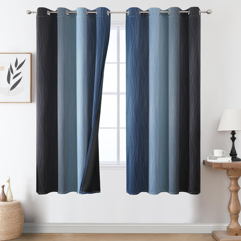 Estelar Textiler Ombre Blackout Curtains for Bedroom 2 Panels Set