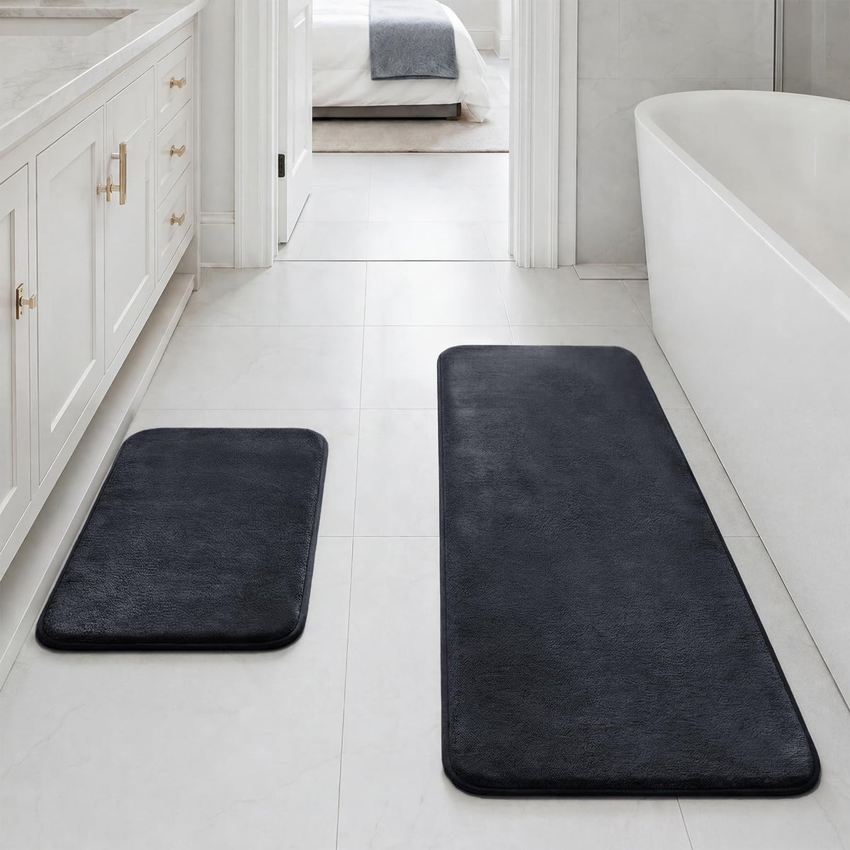 HUXMEYSON 3-Piece Soft Absorbent Non-Slip Bathroom Rug Set