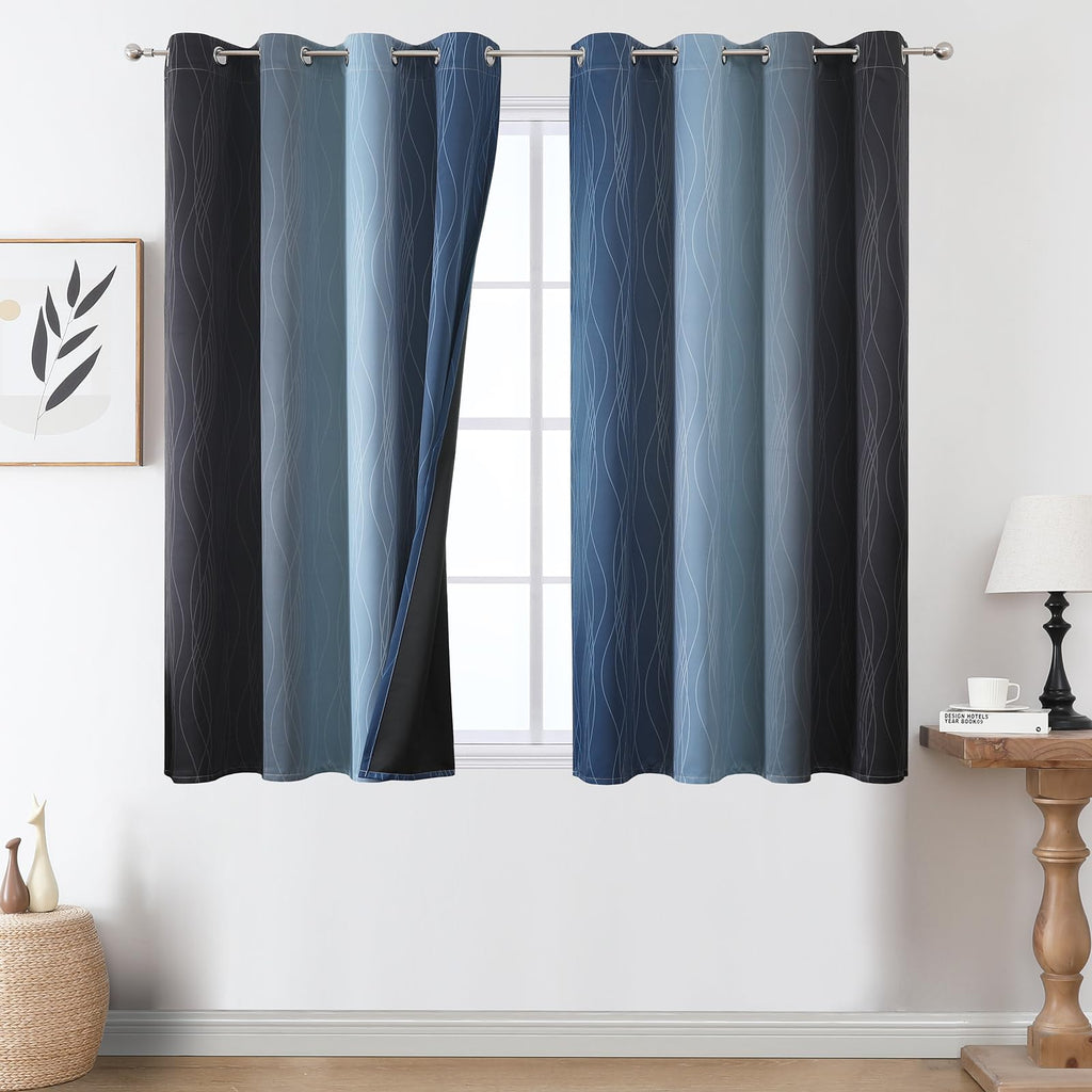 Estelar Textiler Ombre Blackout Curtains for Bedroom 2 Panels Set