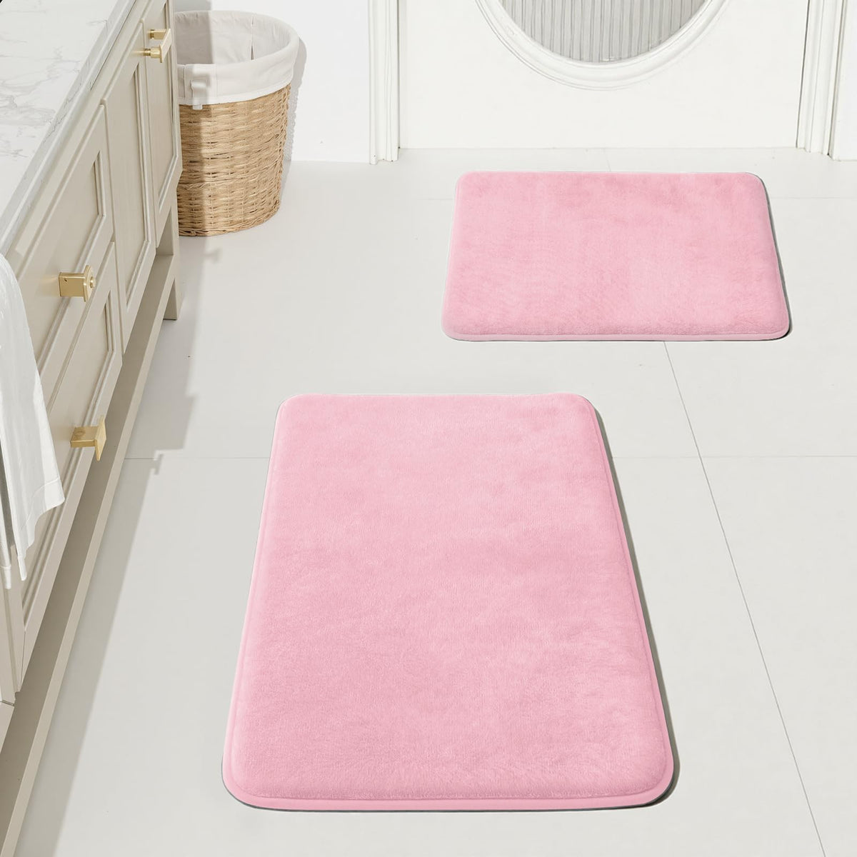 HUXMEYSON 3-Piece Soft Absorbent Non-Slip Bathroom Rug Set