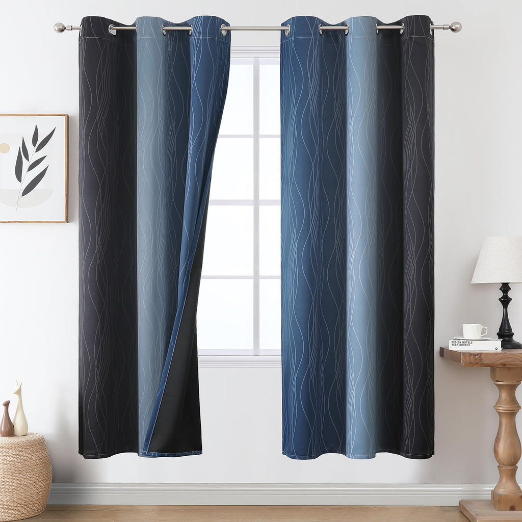 Estelar Textiler Ombre Blackout Curtains for Bedroom 2 Panels Set