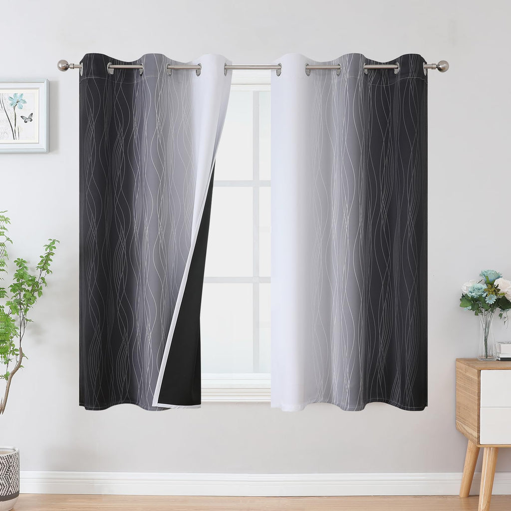 Estelar Textiler Ombre Blackout Curtains for Bedroom 2 Panels Set