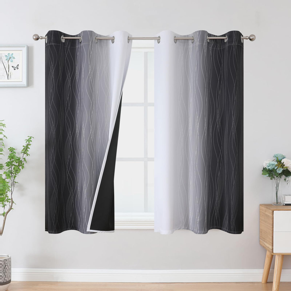 Estelar Textiler Ombre Blackout Curtains for Bedroom 2 Panels Set