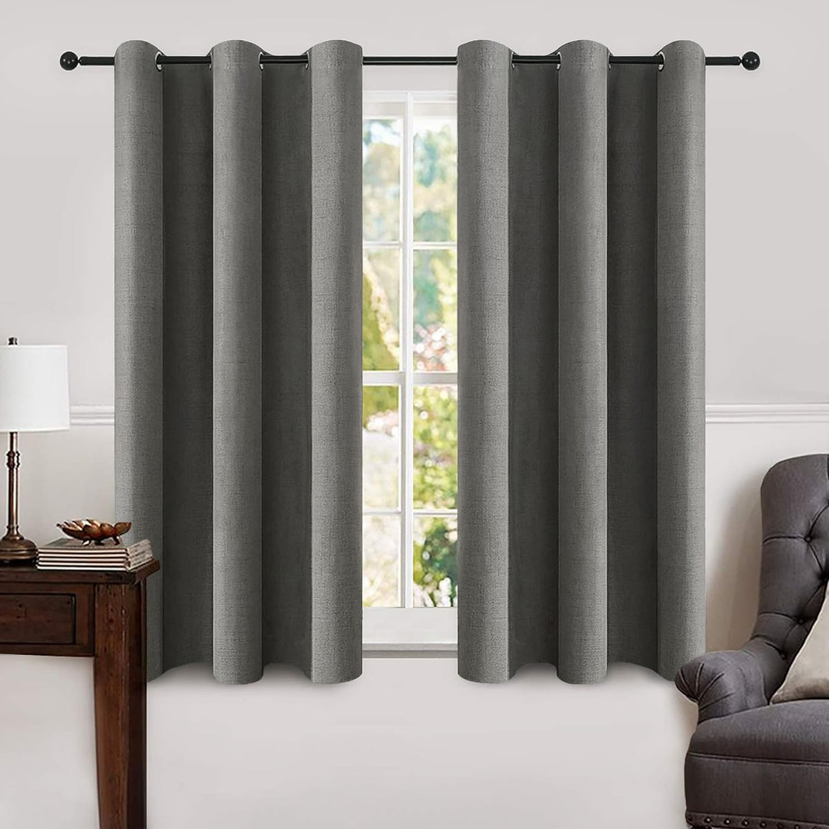MIULEE Linen-Textured Thermal Insulated Blackout Curtains