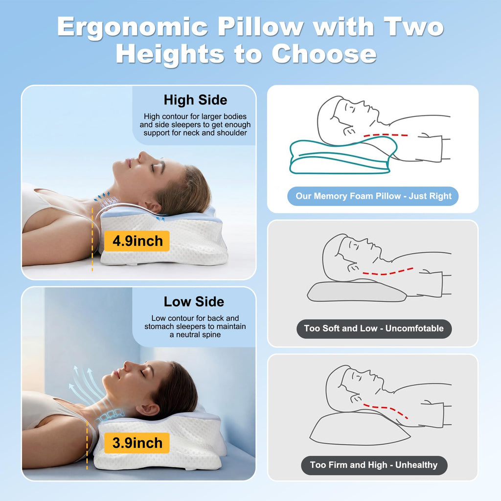 VYLEE Cervical Neck Pillow, Memory Foam Contour Pillow