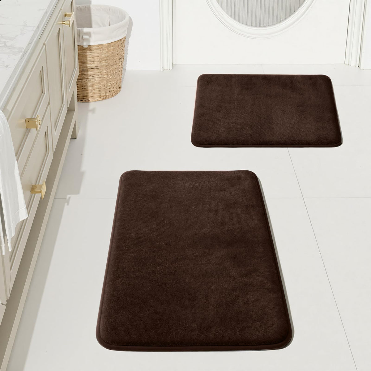 HUXMEYSON 3-Piece Soft Absorbent Non-Slip Bathroom Rug Set