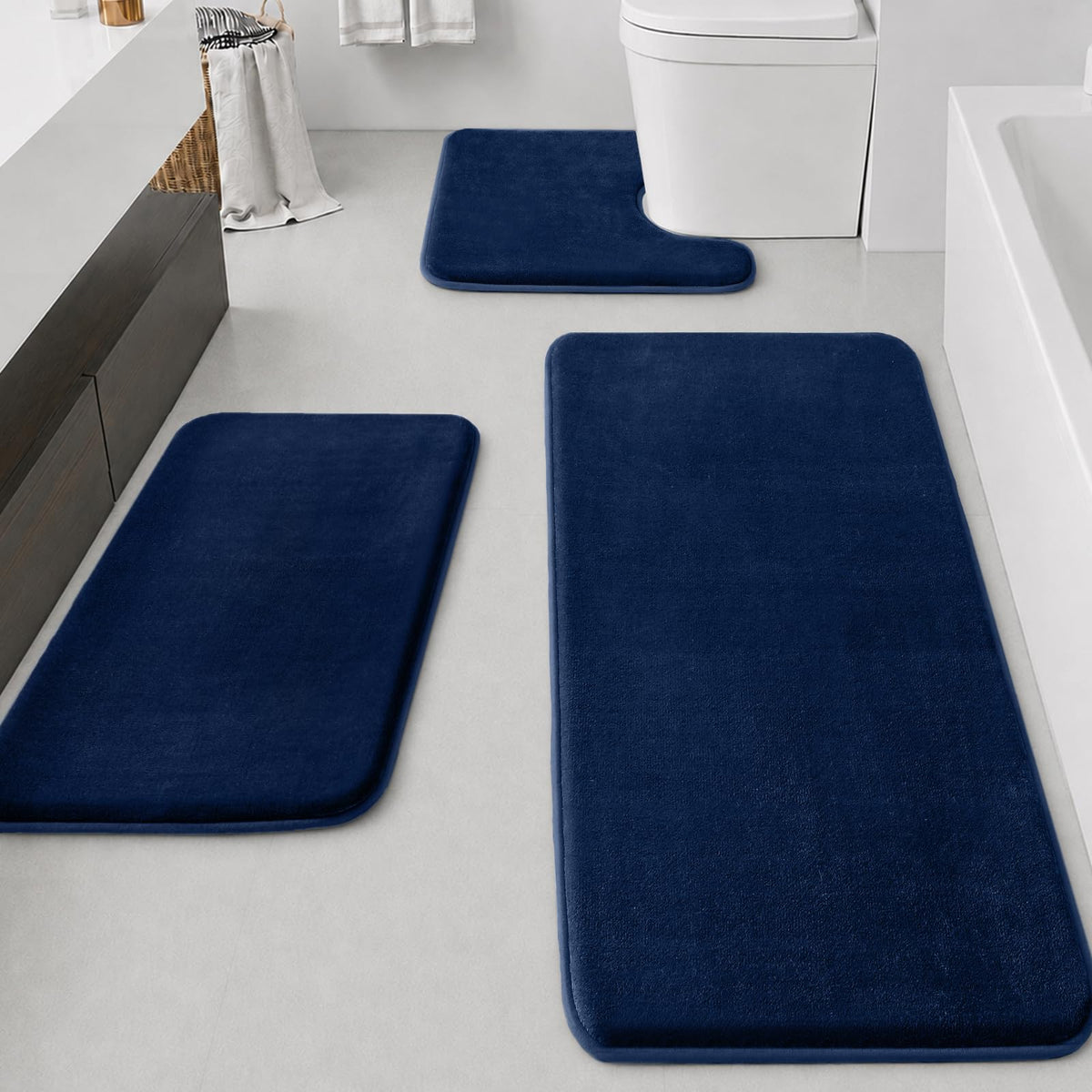 HUXMEYSON 3-Piece Soft Absorbent Non-Slip Bathroom Rug Set