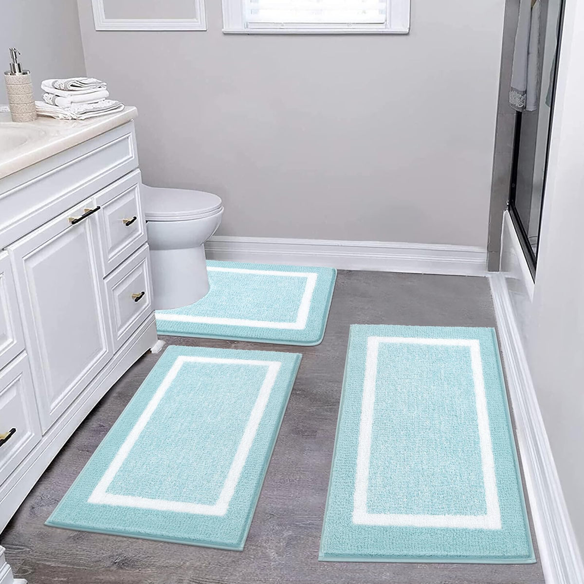 Pauwer Non-Slip Washable Bathroom Rug and Bath Mat Set