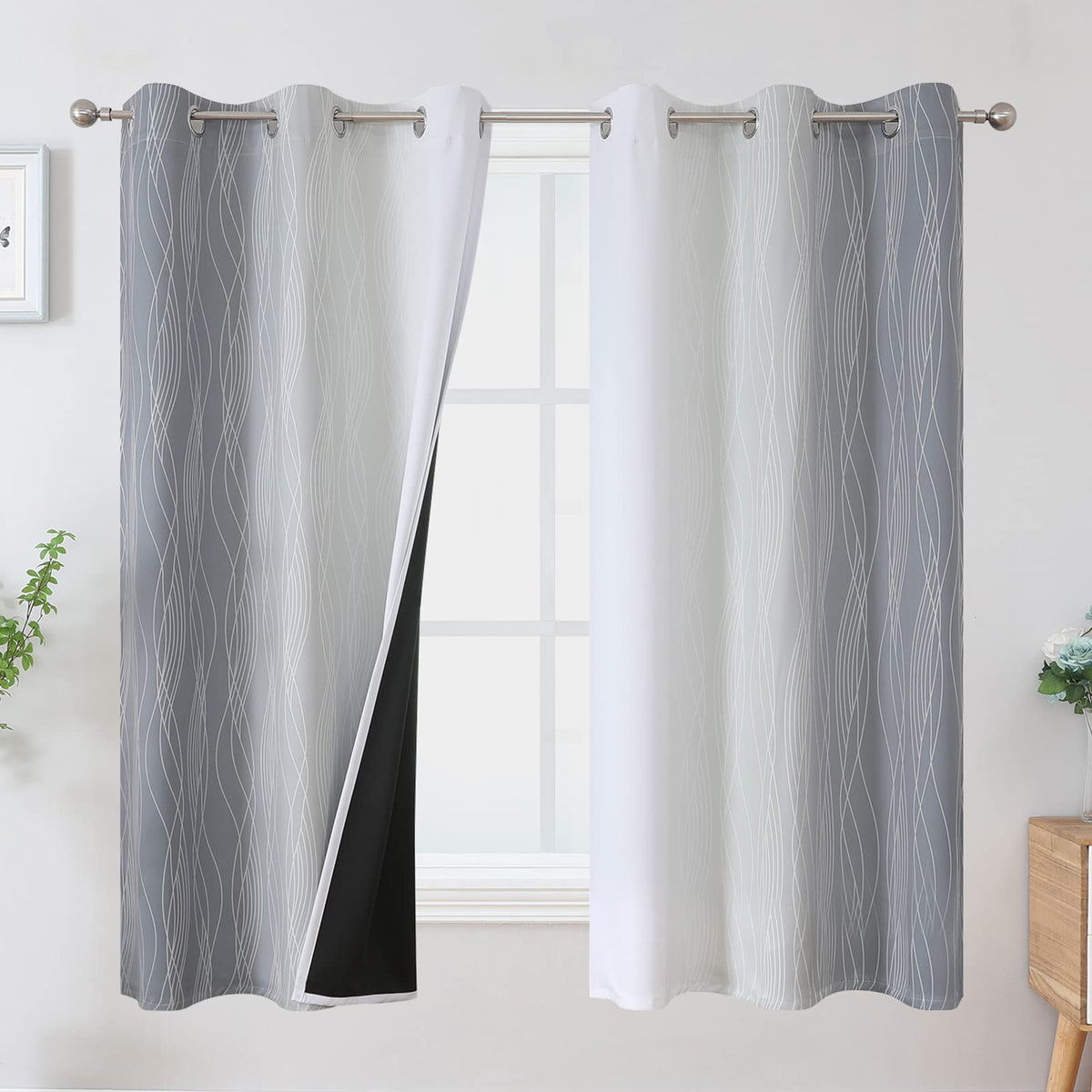 Estelar Textiler Ombre Blackout Curtains for Bedroom 2 Panels Set