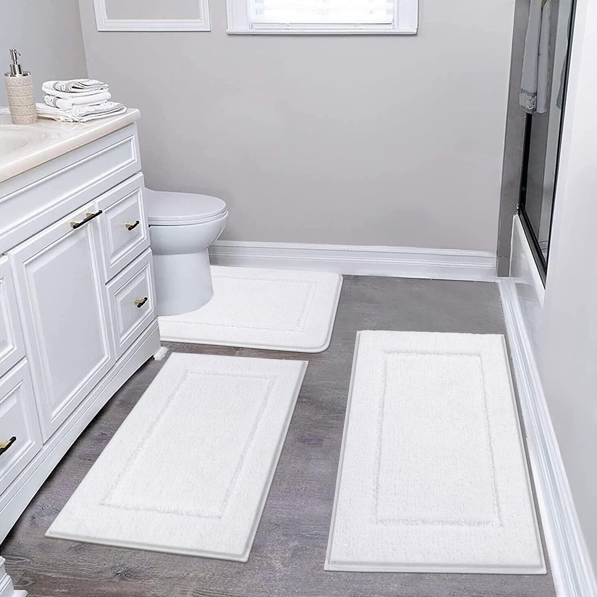 Pauwer Non-Slip Washable Bathroom Rug and Bath Mat Set