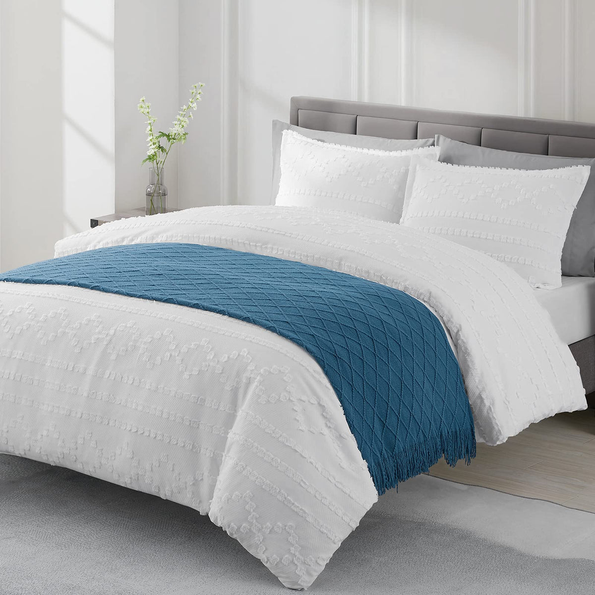 BOURINA Soft Textured Knitted Throw Blanket for Sofa