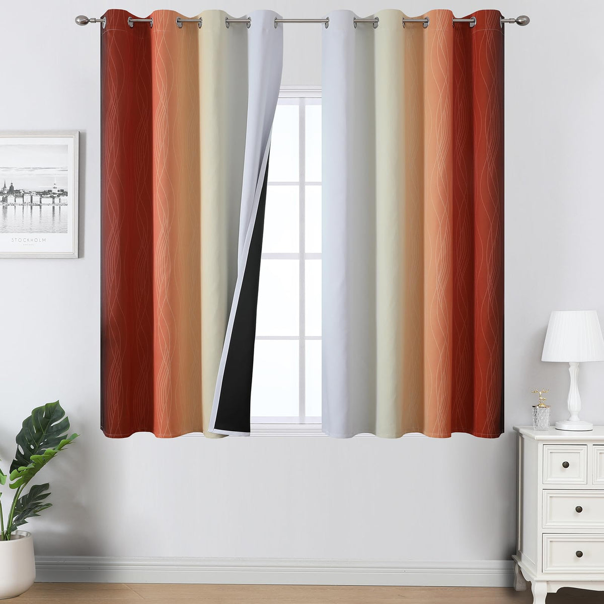 Estelar Textiler Ombre Blackout Curtains for Bedroom 2 Panels Set