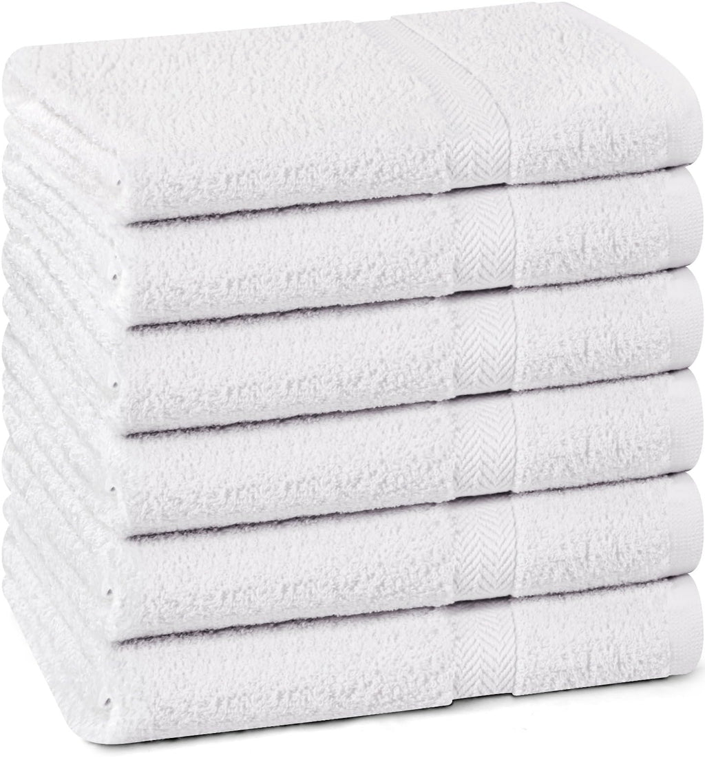 Towel and Linen Mart 100% Cotton White 6 Pack Bath Towel Set, Quick Dry, Super Absorbent, Light Weight, Soft Feel for Hotel, Spa and Bathroom (27 X 54)