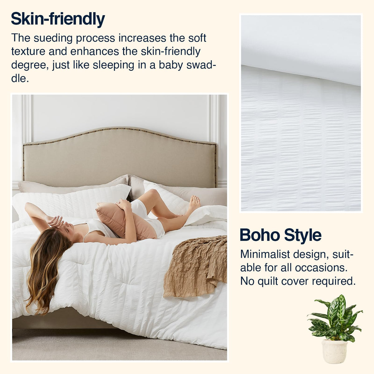 Quataly 3-Piece Seersucker Comforter Set with Pillowcases