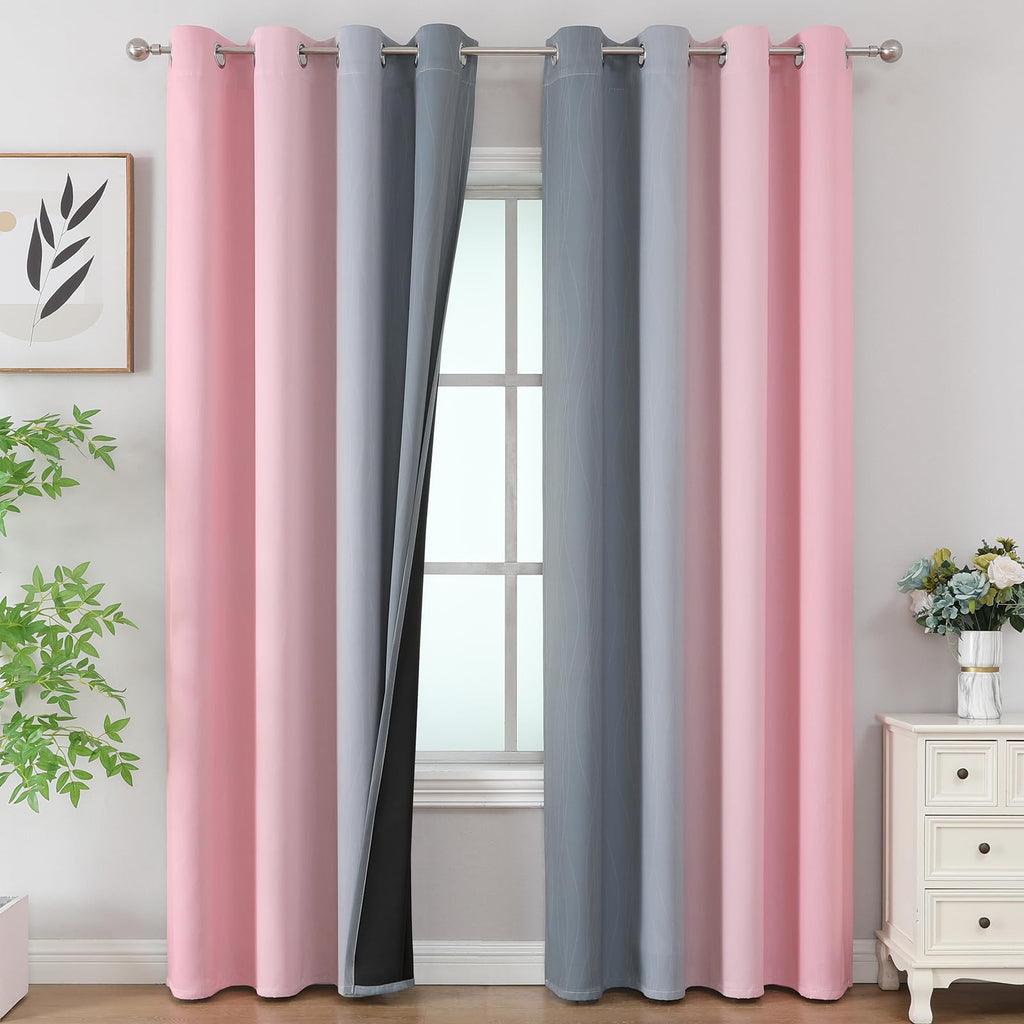 Estelar Textiler Ombre Blackout Curtains for Bedroom 2 Panels Set