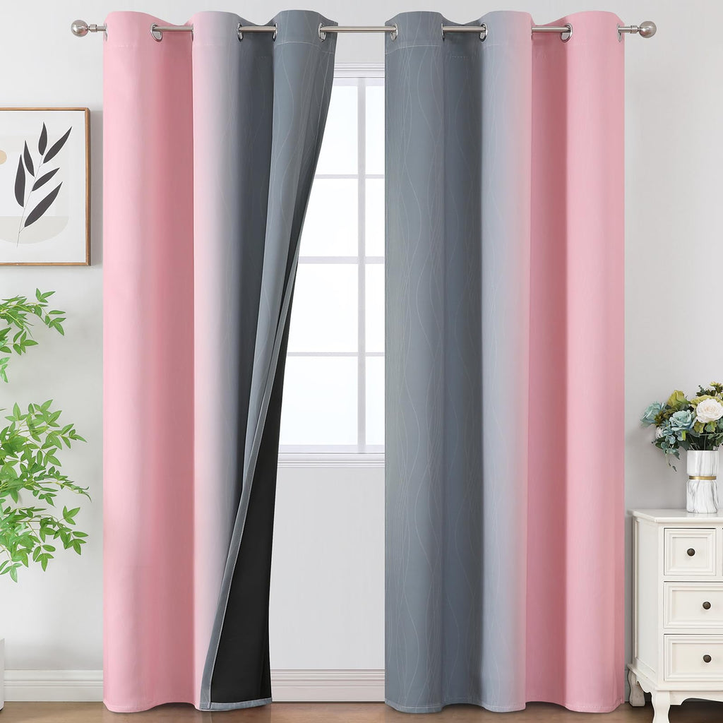 Estelar Textiler Ombre Blackout Curtains for Bedroom 2 Panels Set
