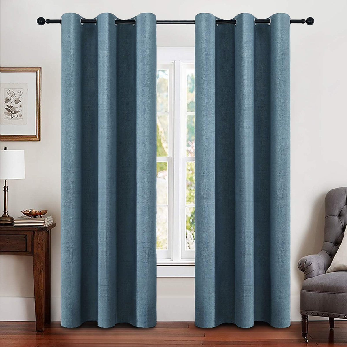 MIULEE Linen-Textured Thermal Insulated Blackout Curtains