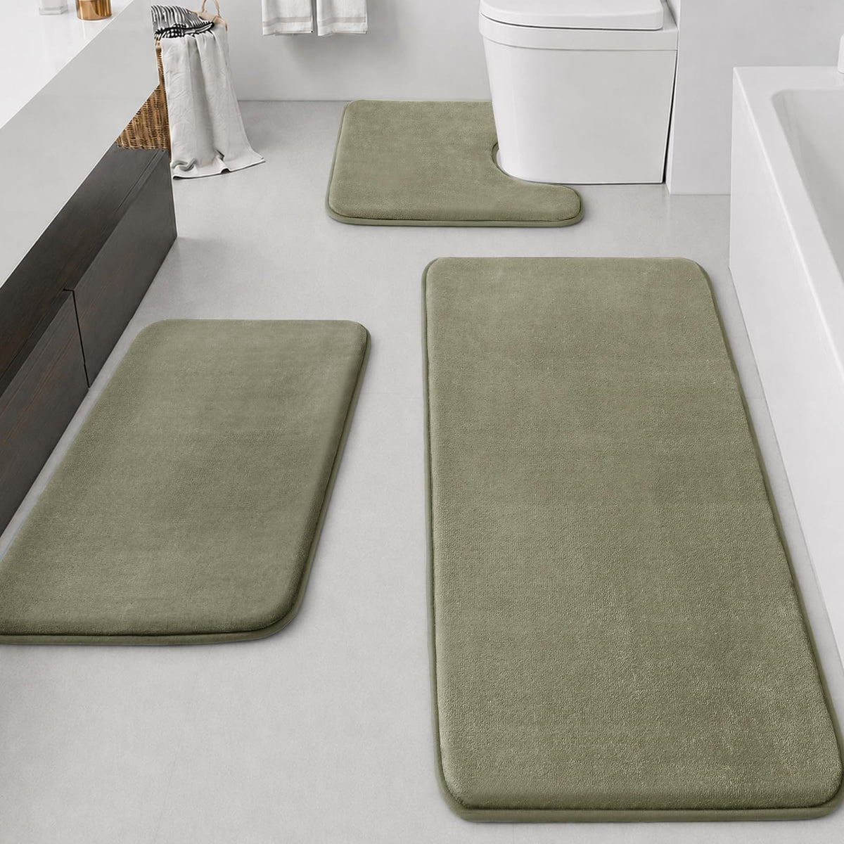 HUXMEYSON 3-Piece Soft Absorbent Non-Slip Bathroom Rug Set