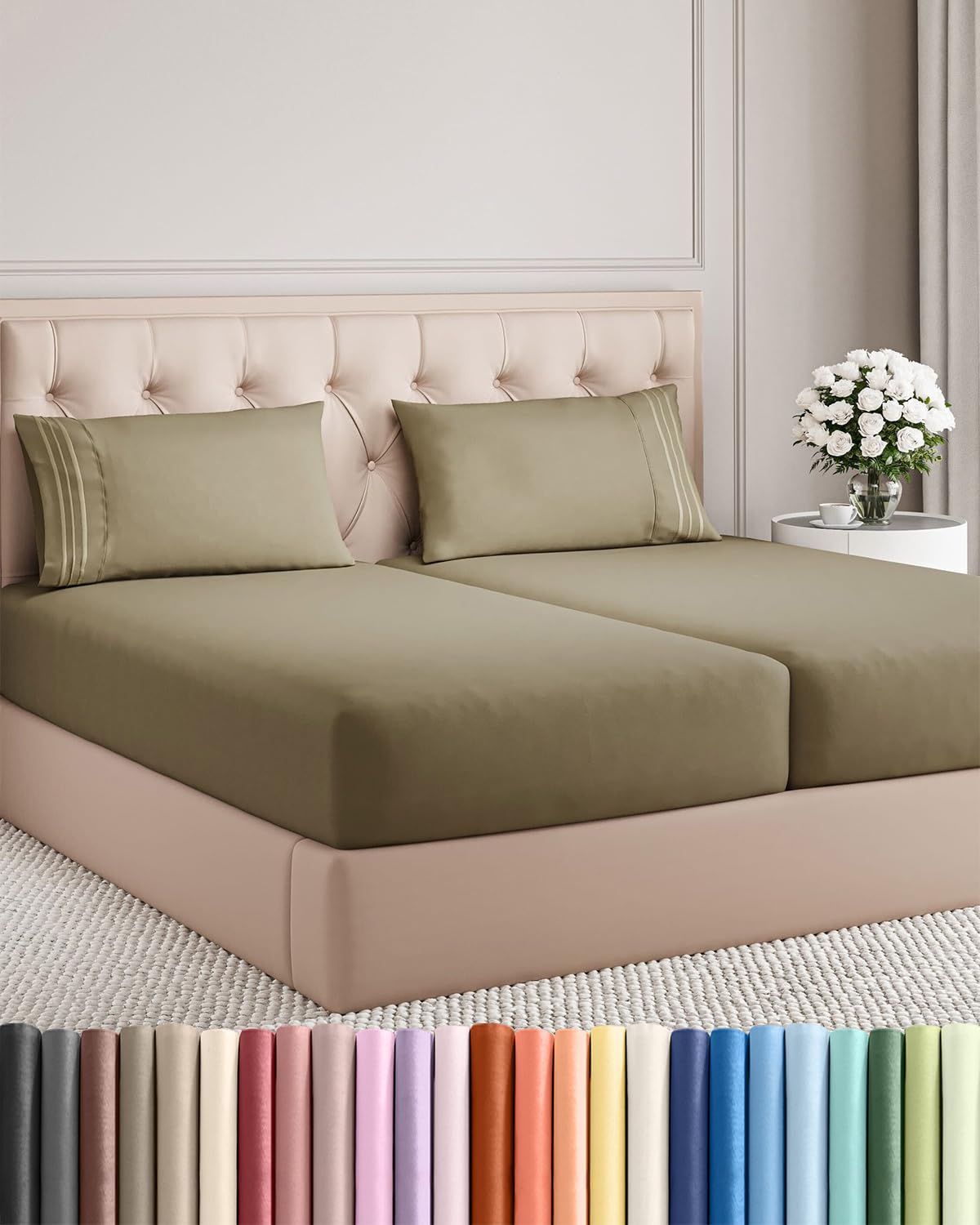 CGK Unlimited 4 Piece Sheet Set - Ultra-Soft, Breathable & Cooling Bed Sheets Set - Hotel Luxury Bedding for Women & Men with Deep Pockets - Wrinkle & Fade Free - Oeko-Tex