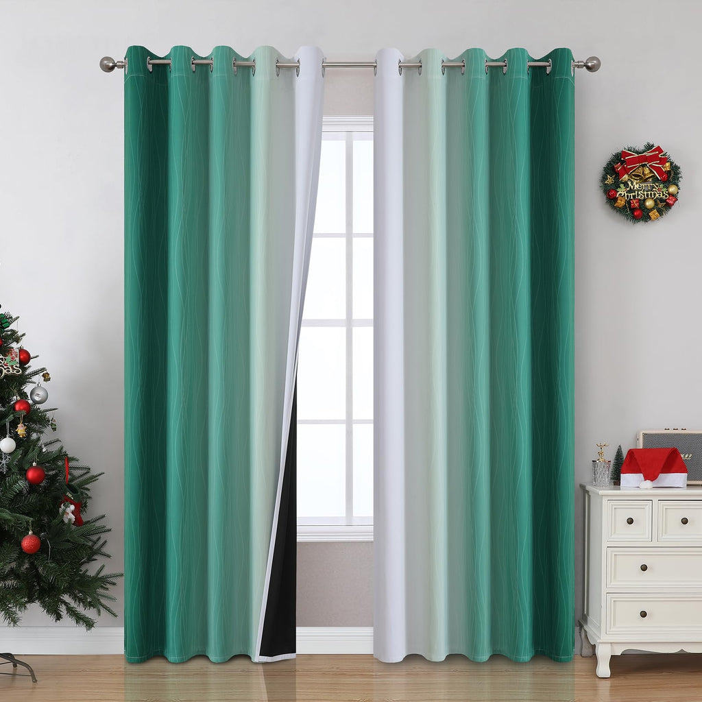 Estelar Textiler Ombre Blackout Curtains for Bedroom 2 Panels Set