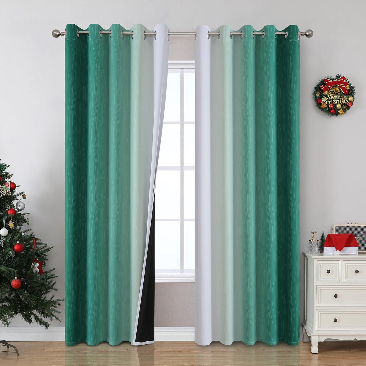 Estelar Textiler Ombre Blackout Curtains for Bedroom 2 Panels Set