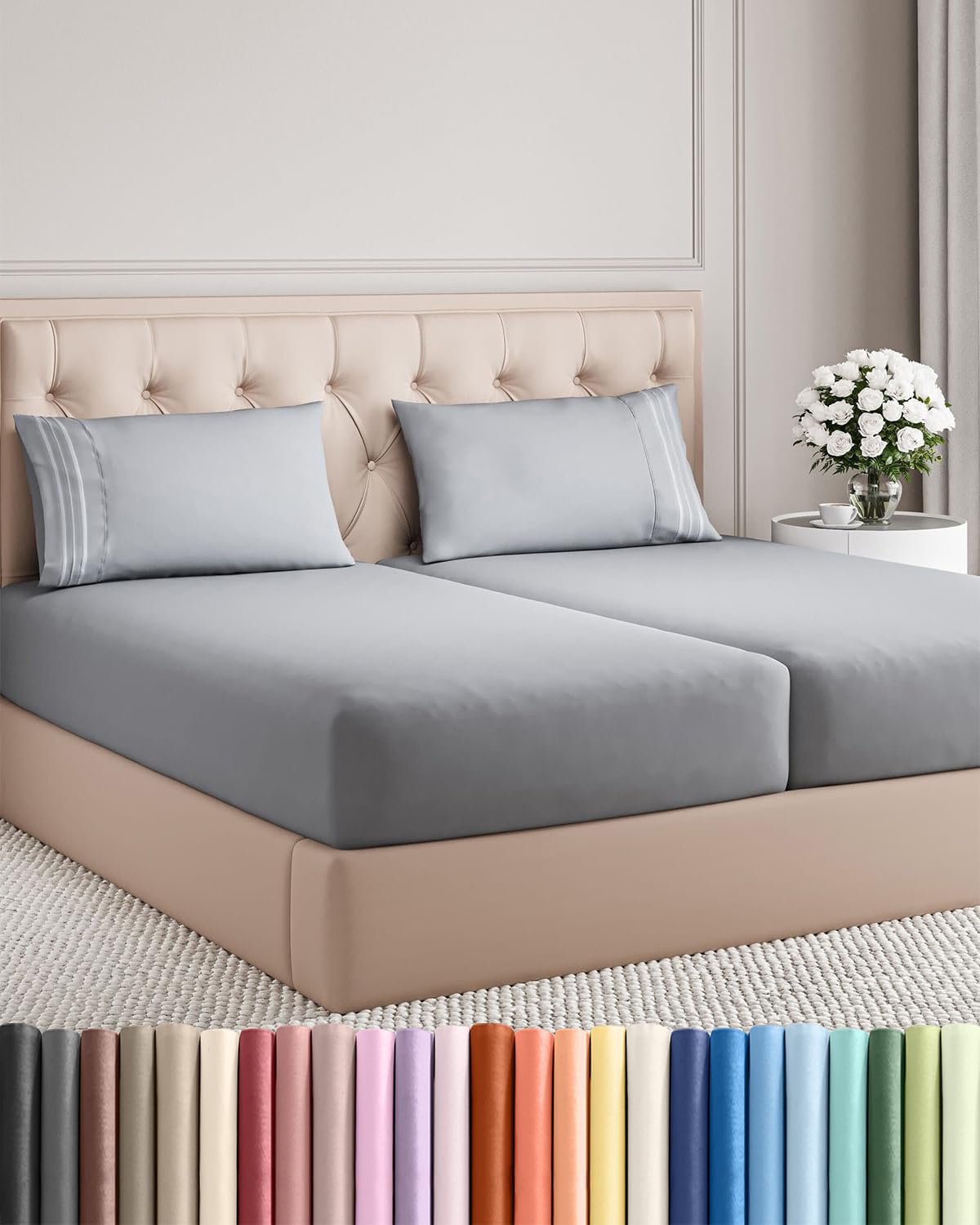 CGK Unlimited 4 Piece Sheet Set - Ultra-Soft, Breathable & Cooling Bed Sheets Set - Hotel Luxury Bedding for Women & Men with Deep Pockets - Wrinkle & Fade Free - Oeko-Tex