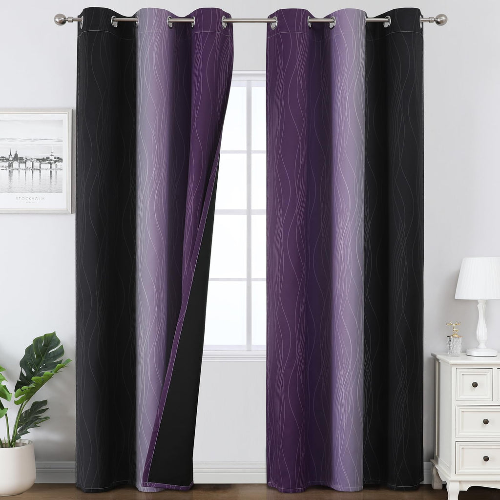 Estelar Textiler Ombre Blackout Curtains for Bedroom 2 Panels Set