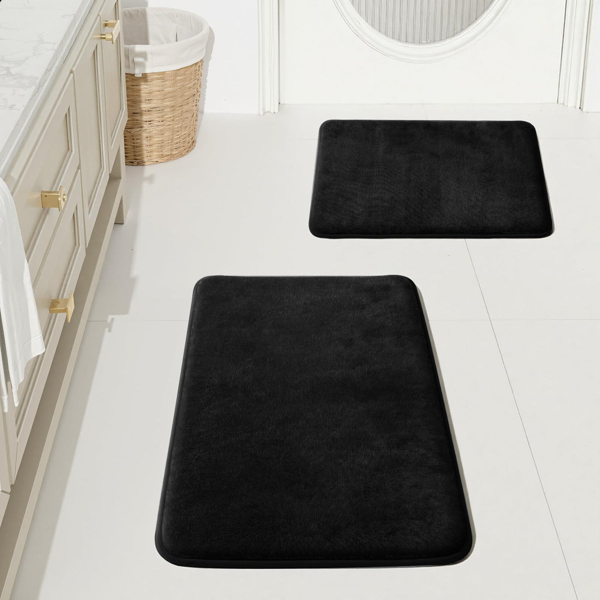 HUXMEYSON 3-Piece Soft Absorbent Non-Slip Bathroom Rug Set