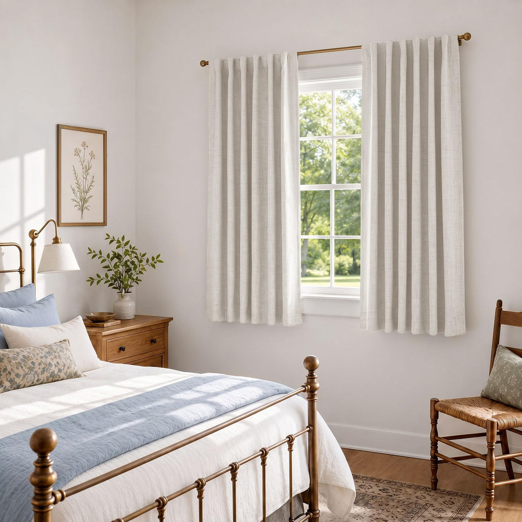 Linen Total Blackout Curtains for Bedroom Living Room