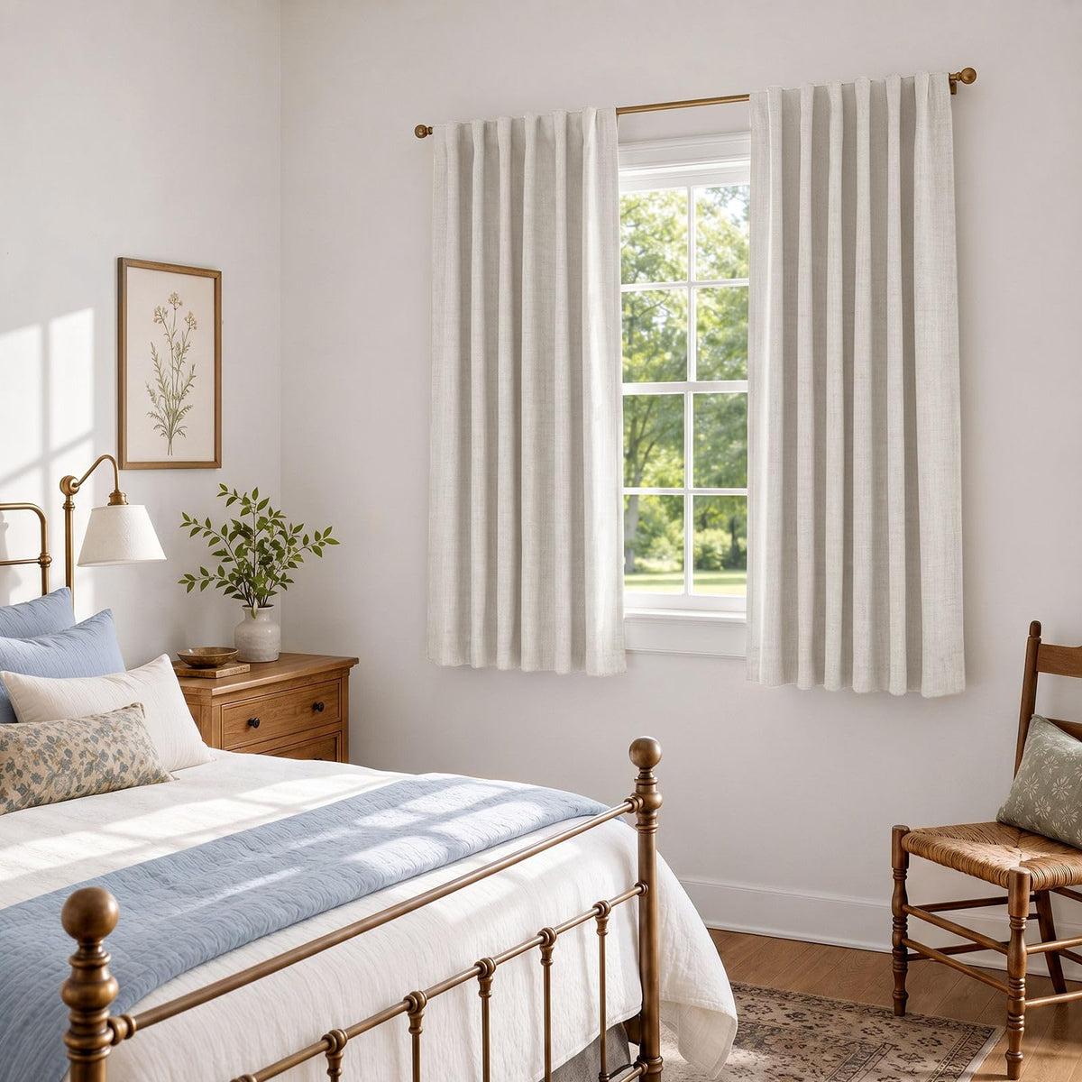 Linen Total Blackout Curtains for Bedroom Living Room