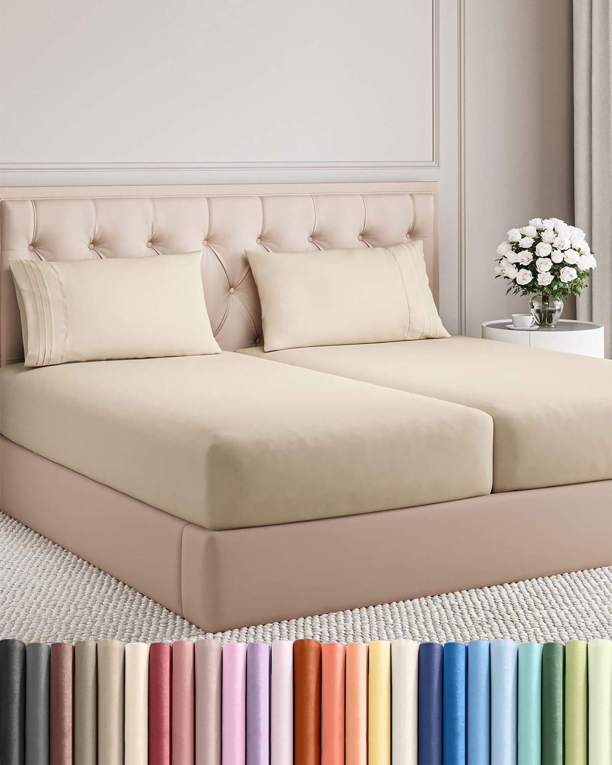 CGK Unlimited 4 Piece Sheet Set - Ultra-Soft, Breathable & Cooling Bed Sheets Set - Hotel Luxury Bedding for Women & Men with Deep Pockets - Wrinkle & Fade Free - Oeko-Tex