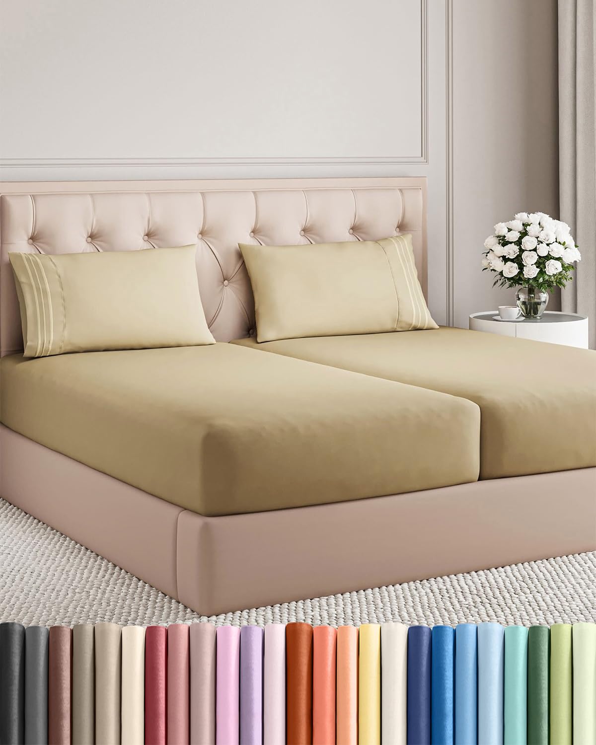 CGK Unlimited 4 Piece Sheet Set - Ultra-Soft, Breathable & Cooling Bed Sheets Set - Hotel Luxury Bedding for Women & Men with Deep Pockets - Wrinkle & Fade Free - Oeko-Tex
