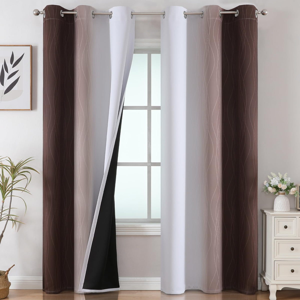 Estelar Textiler Ombre Blackout Curtains for Bedroom 2 Panels Set