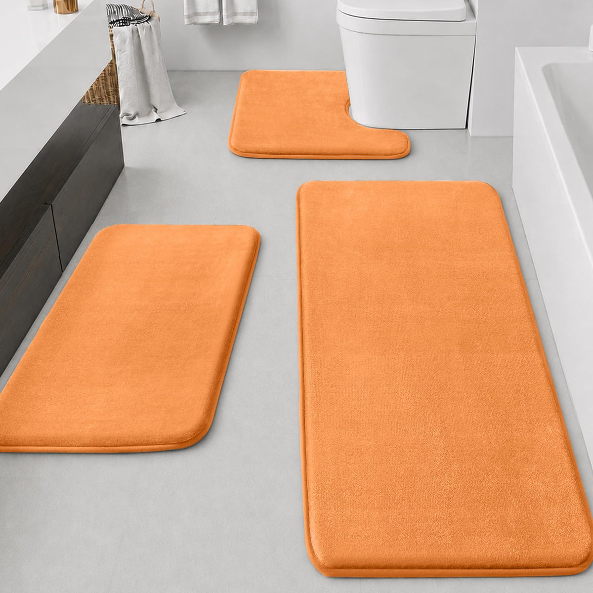 HUXMEYSON 3-Piece Soft Absorbent Non-Slip Bathroom Rug Set