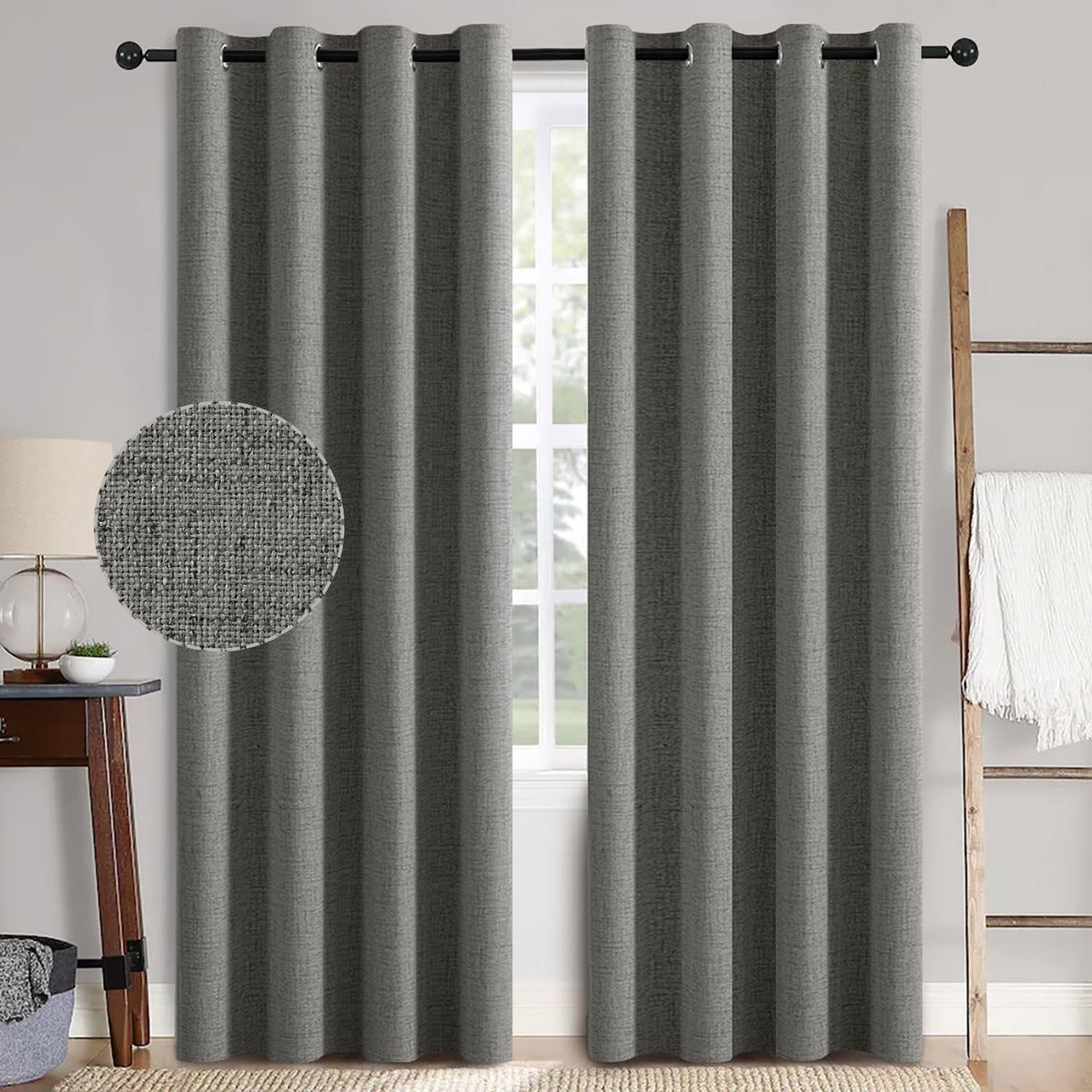 MIULEE Linen-Textured Thermal Insulated Blackout Curtains