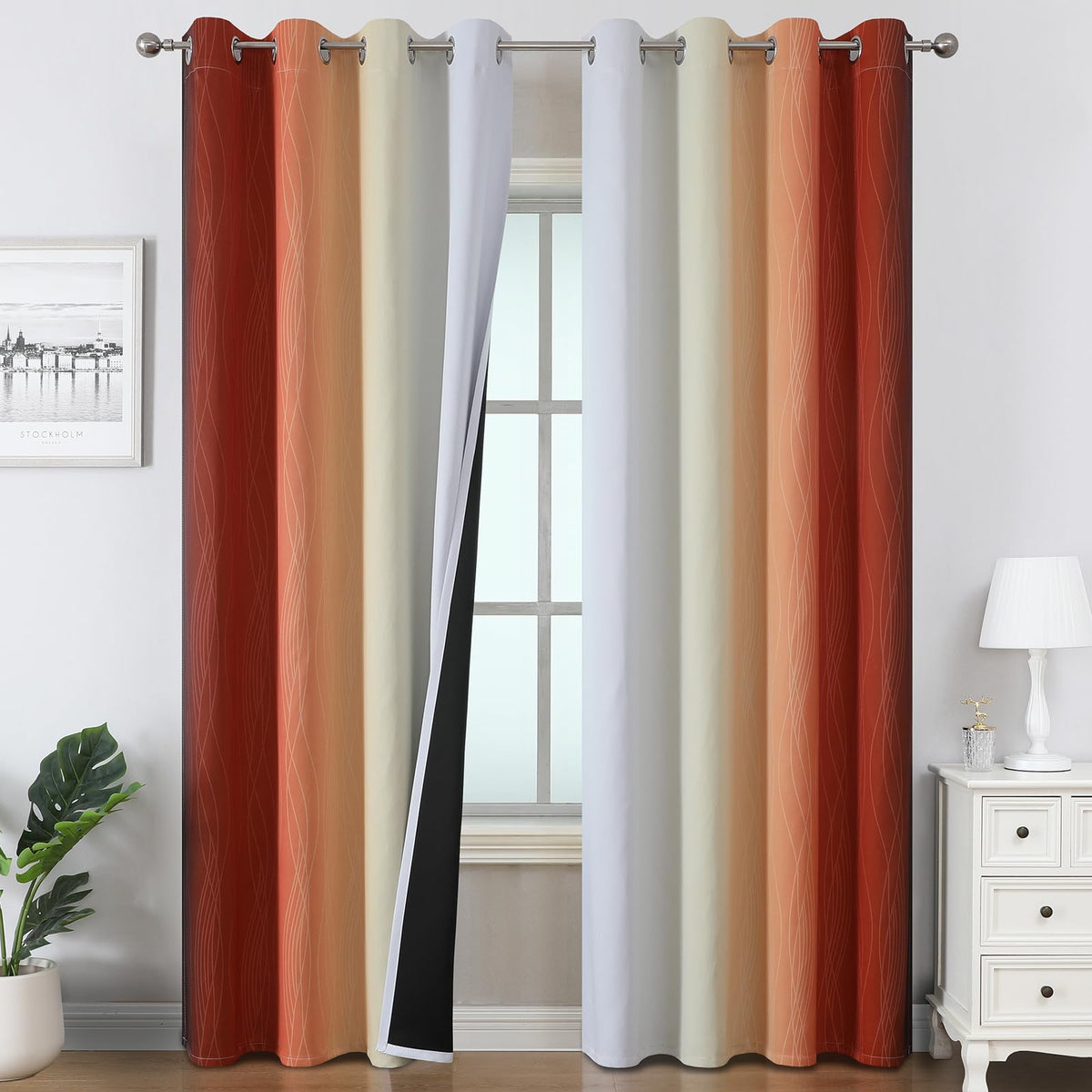 Estelar Textiler Ombre Blackout Curtains for Bedroom 2 Panels Set