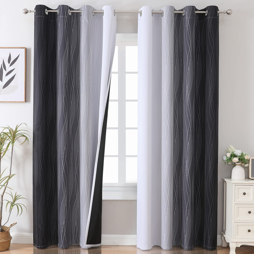 Estelar Textiler Ombre Blackout Curtains for Bedroom 2 Panels Set