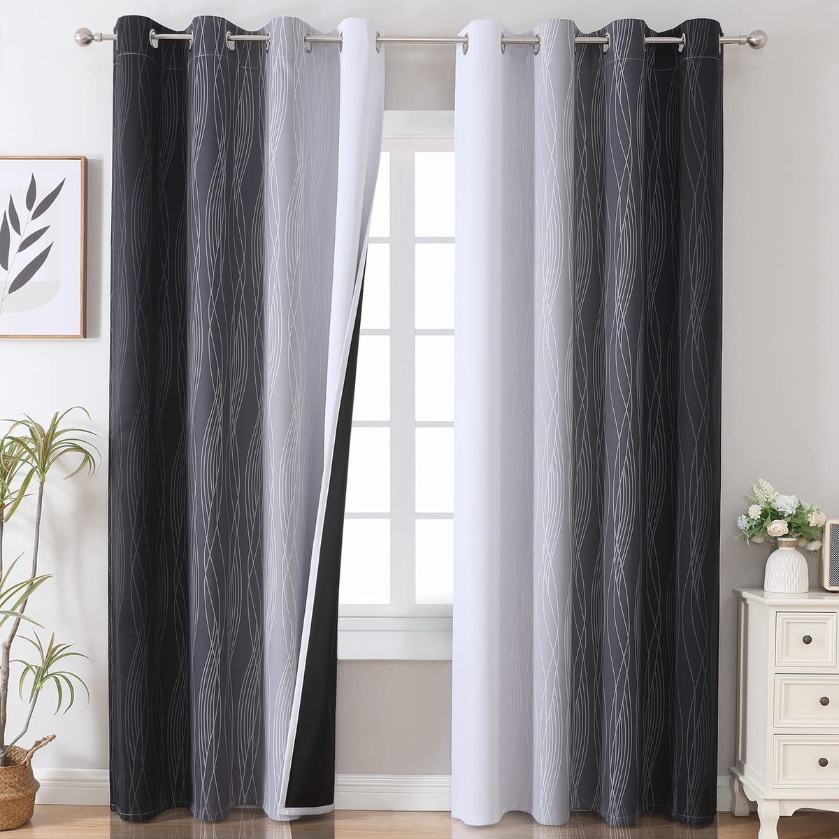 Estelar Textiler Ombre Blackout Curtains for Bedroom 2 Panels Set