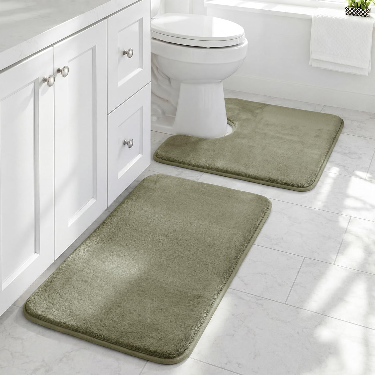 HUXMEYSON 3-Piece Soft Absorbent Non-Slip Bathroom Rug Set