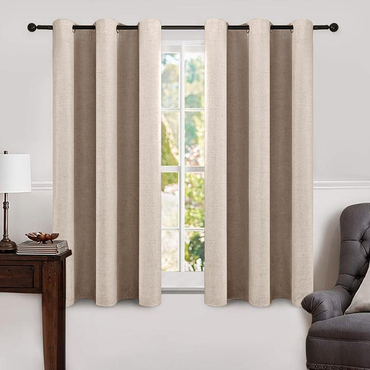 MIULEE Linen-Textured Thermal Insulated Blackout Curtains