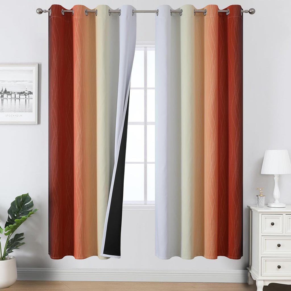 Estelar Textiler Ombre Blackout Curtains for Bedroom 2 Panels Set
