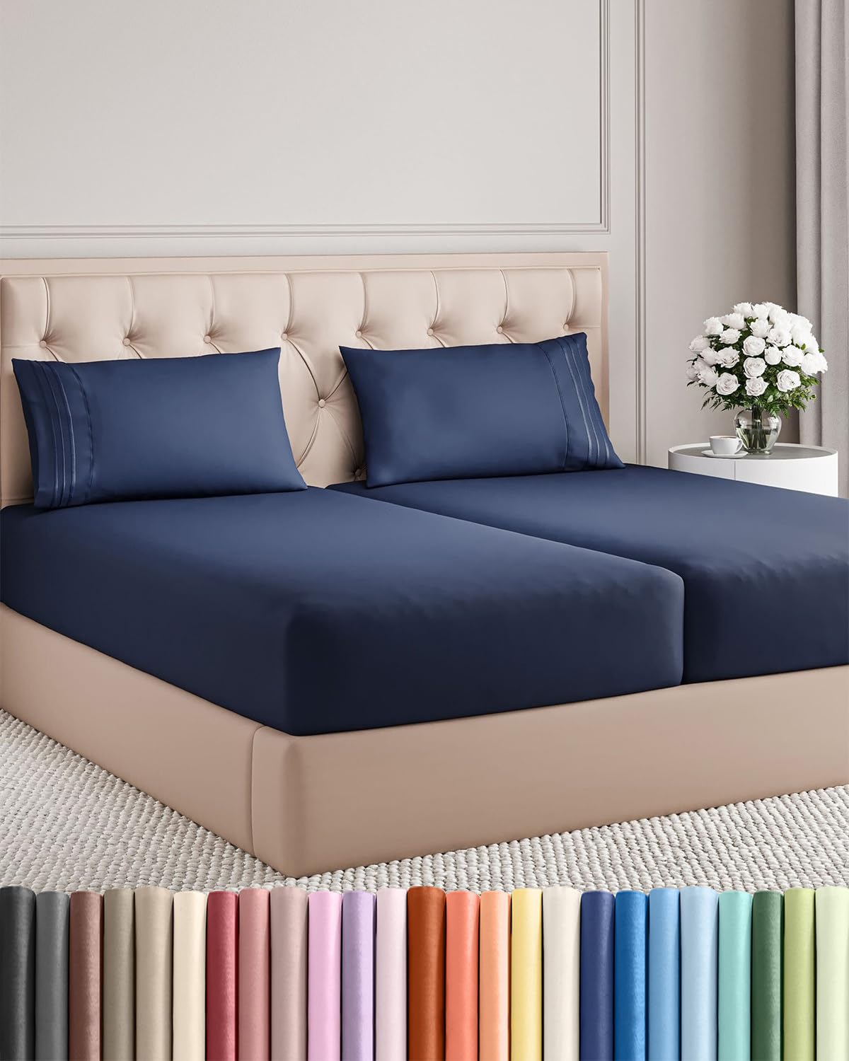 CGK Unlimited 4 Piece Sheet Set - Ultra-Soft, Breathable & Cooling Bed Sheets Set - Hotel Luxury Bedding for Women & Men with Deep Pockets - Wrinkle & Fade Free - Oeko-Tex