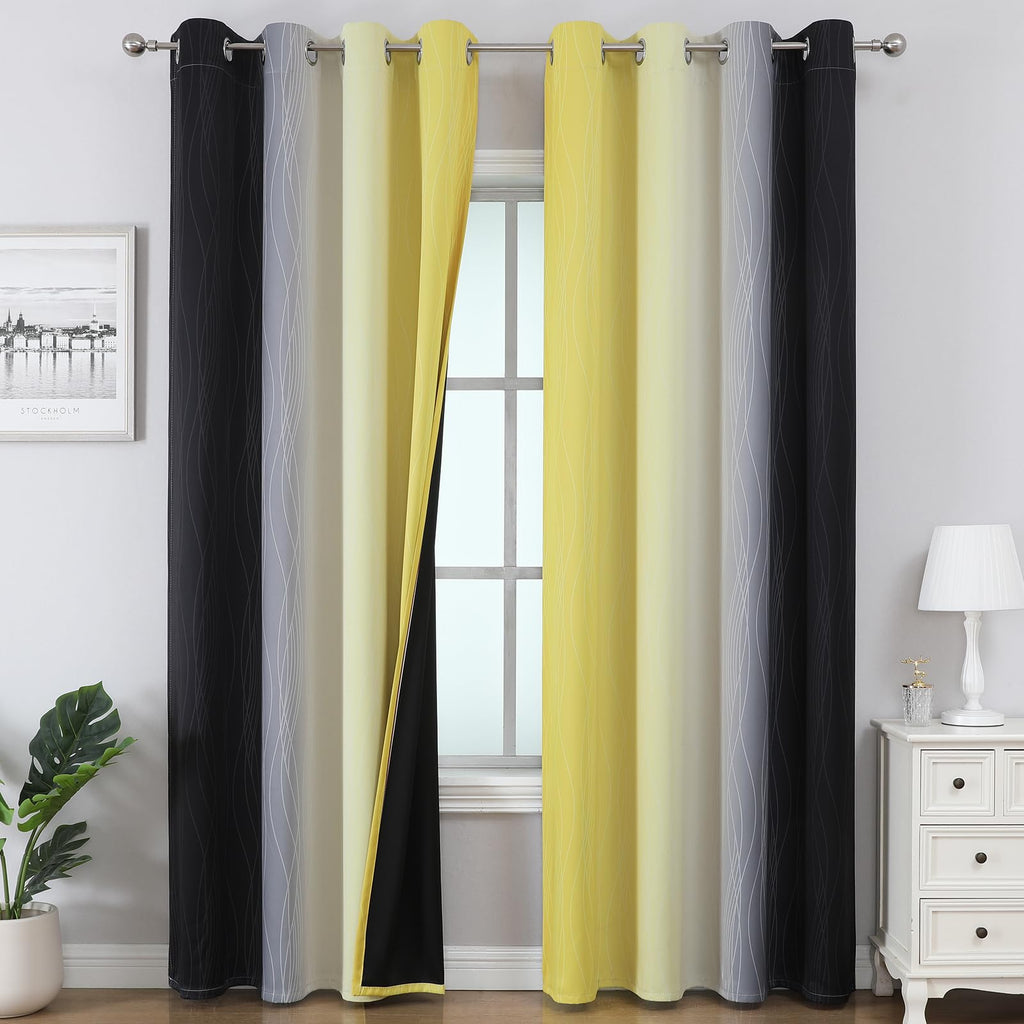 Estelar Textiler Ombre Blackout Curtains for Bedroom 2 Panels Set