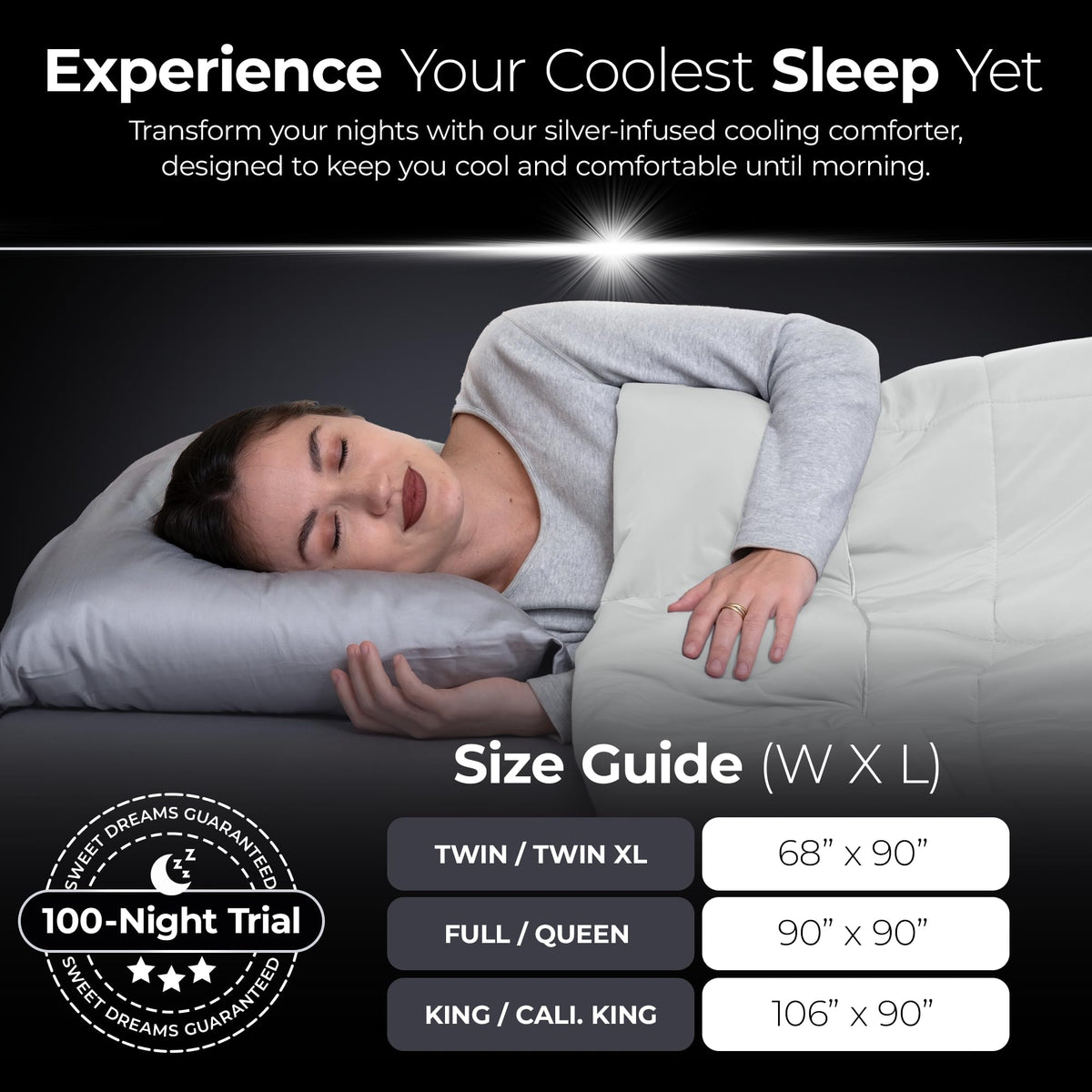 Silvery® Silver-Infused Cooling Comforter – Award-Winning Self-Cooling Blanket for Hot Sleepers with Self-Cleaning Silvery Technology™ for Sweat-Free & Cool Sleep